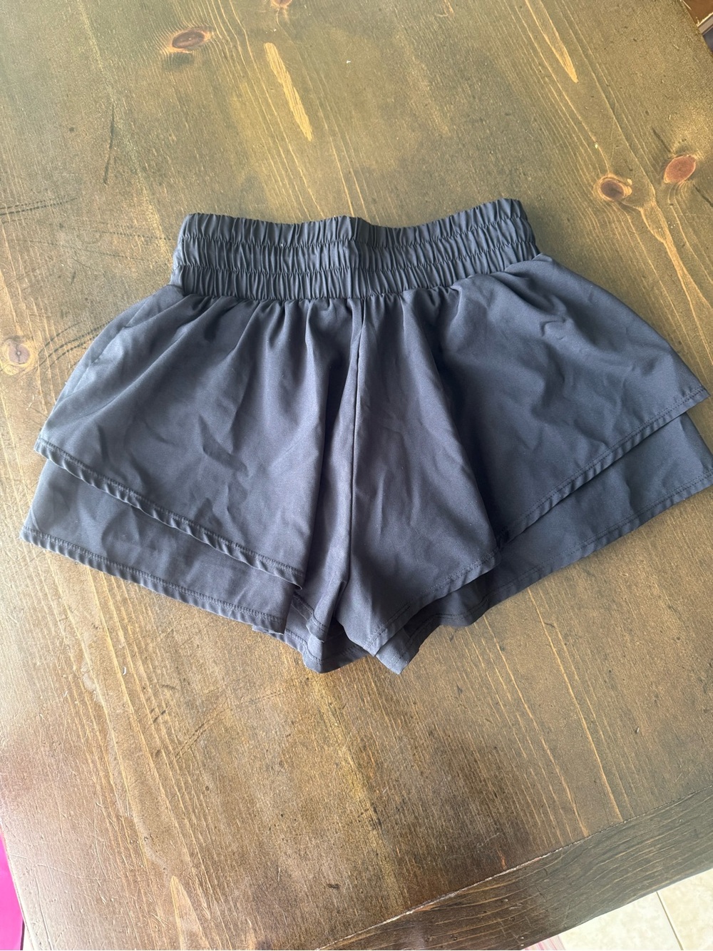JoyLab Black Layered Ruffle Athletic Shorts, XS, extra small - Picture 2 of 7